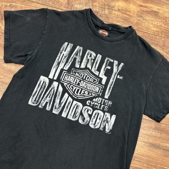 Harley Davidson Men Black Worth HD Kansas City Mo Biker 2 Side Graphic T Shirt M - Picture 1 of 8